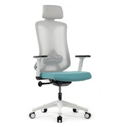 Эргономичное кресло для руководителя Riva Chair RCH AW2101 бирюзовый/серый, спинка сетка фото 1