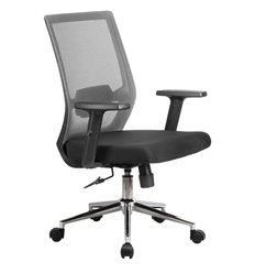 Кресло для оператора Riva Chair Fix 851E серое, хром, спинка сетка фото 1