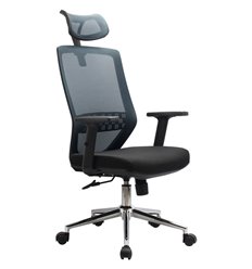 Офисное кресло Riva Chair Alt 833 H серое, хром, спинка сетка фото 1