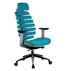 Кресло эргономичное Riva Chair SHARK лазурный, алюминий, серый пластик, ткань фото 1