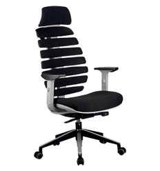 Кресло эргономичное Riva Chair SHARK черный, алюминий, серый пластик, ткань фото 1