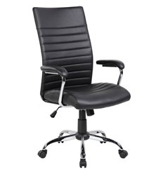 Офисное кресло Riva Chair Vit 8234 черное, хром, экокожа фото 1