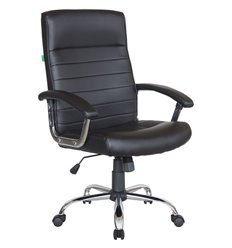 Офисное кресло Riva Chair Folly 9154 черное, хром, экокожа фото 1