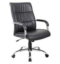 Офисное кресло Riva Chair Atom 9249-1 черное, хром, экокожа фото 1
