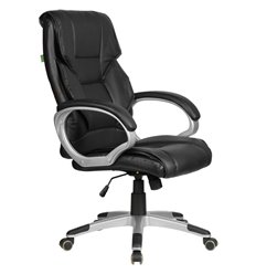 Офисное кресло Riva Chair 9112 Стелс черное, пластик, экокожа фото 1