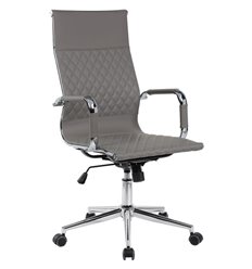 Офисное кресло Riva Chair Hugo 6016-1 S серое, хром, экокожа фото 1