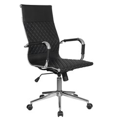 Кресло для руководителя Riva Chair Hugo 6016-1 S черное, хром, экокожа фото 1