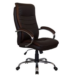 Кресло для руководителя Riva Chair Hoop 9131 коричневое, хром, экокожа фото 1