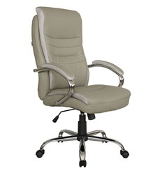 Офисное кресло Riva Chair Hoop 9131 серо-бежевое, хром, экокожа фото 1