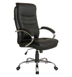 Кресло для руководителя Riva Chair Hoop 9131 черное, хром, экокожа фото 1