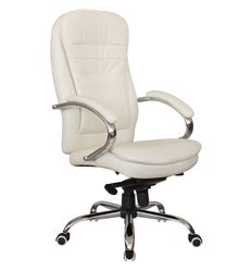 Офисное кресло Riva Chair Fait 9024 бежевое, хром, экокожа фото 1