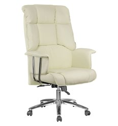 Кресло для руководителя Riva Chair 9502 кремовое, хром, экокожа фото 1