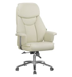 Офисное кресло Riva Chair 9501 кремовое, хром, экокожа фото 1