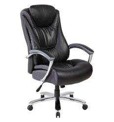 Кресло компьютерное Riva Chair 9373 черное, хром, экокожа, усиленное до 250 кг фото 1