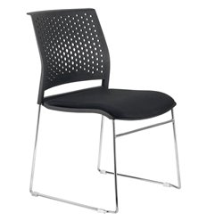 Стул пластиковый Riva Chair Color D918B черный, хромированный пруток, пластик/ткань фото 1