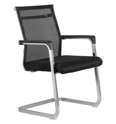 Кресло для посетителя Riva Chair Net 801 E черное, хром, спинка сетка фото 1