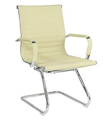 Кресло для посетителя Riva Chair Hugo 6002-3E светло-бежевое, хром, экокожа фото 1