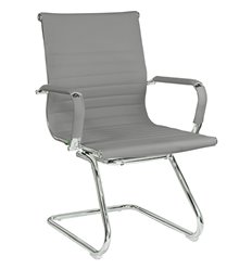 Офисное кресло Riva Chair Hugo 6002-3E серое, хром, экокожа фото 1