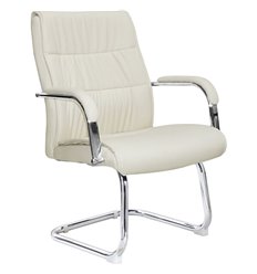 Кресло для посетителя Riva Chair Atom 9249-4 бежевое, хром, экокожа фото 1