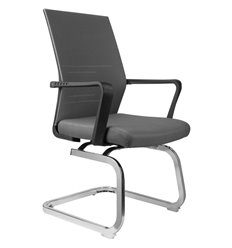 Кресло для посетителя Riva Chair Like G818 серое, хром, спинка сетка фото 1