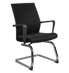 Кресло для посетителя Riva Chair Like G818 черное, хром, спинка сетка фото 1