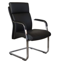 Кресло для посетителя RV DESIGN Dali-SF C1511 черное, хром, кожа фото 1