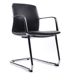 Кресло для посетителя RV DESIGN Plaza-SF FK004-C11 черный, кожа фото 1