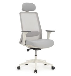 Офисное кресло RV DESIGN WORK W-218C white светло-серый пластик, светло-серая сетка фото 1