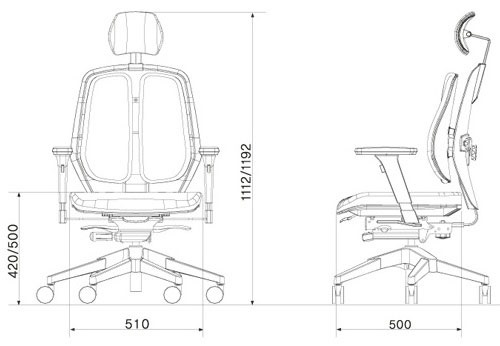 Размер кресла DUOREST Alpha A50H